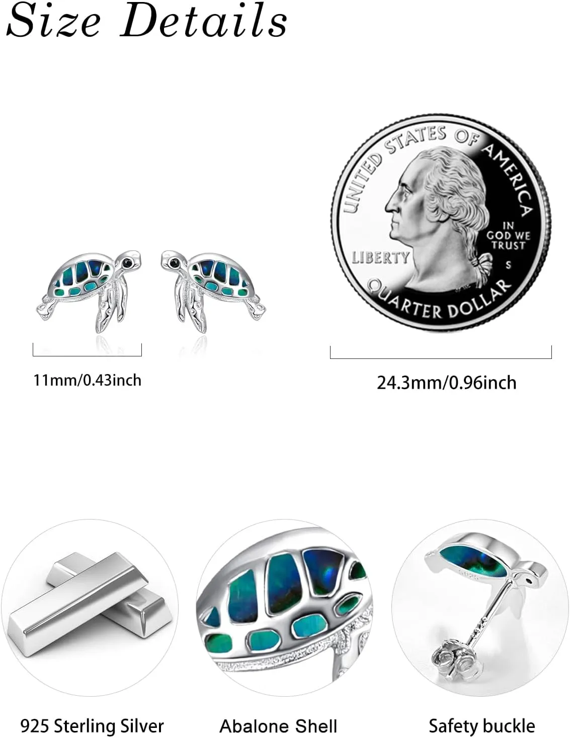 TANGPOET Sea Turtle Stud Earrings for Women Daughter 925 Sterling Silver Opal Abalone Shell Turtle Jewelry Gifts for Her Birthday Mother's Day Christmas Valentines