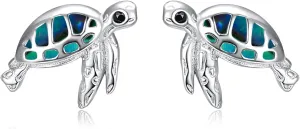 TANGPOET Sea Turtle Stud Earrings for Women Daughter 925 Sterling Silver Opal Abalone Shell Turtle Jewelry Gifts for Her Birthday Mother's Day Christmas Valentines