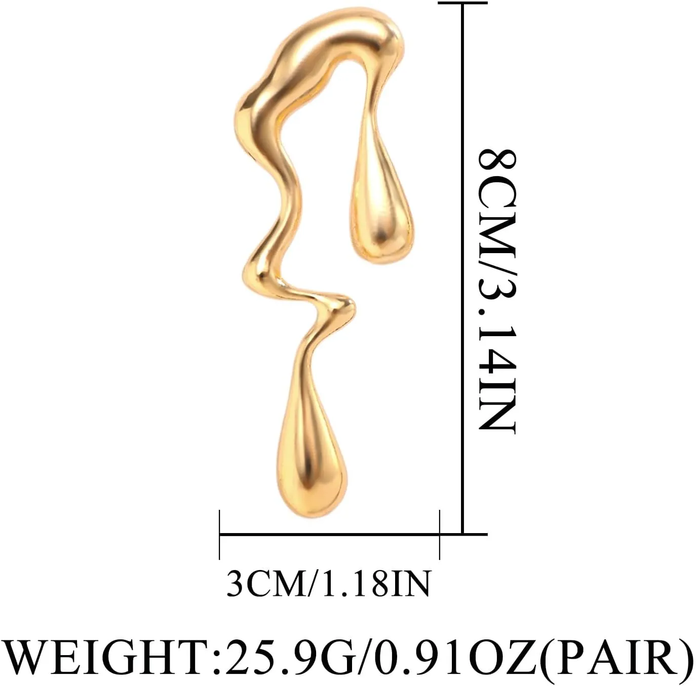 Teardrop Earrings Gold Palated Earrings Large Irregular Geometric Studs Big Lightweight Waterdrop Earrings Jewelry for Women