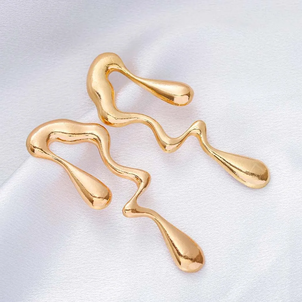 Teardrop Earrings Gold Palated Earrings Large Irregular Geometric Studs Big Lightweight Waterdrop Earrings Jewelry for Women