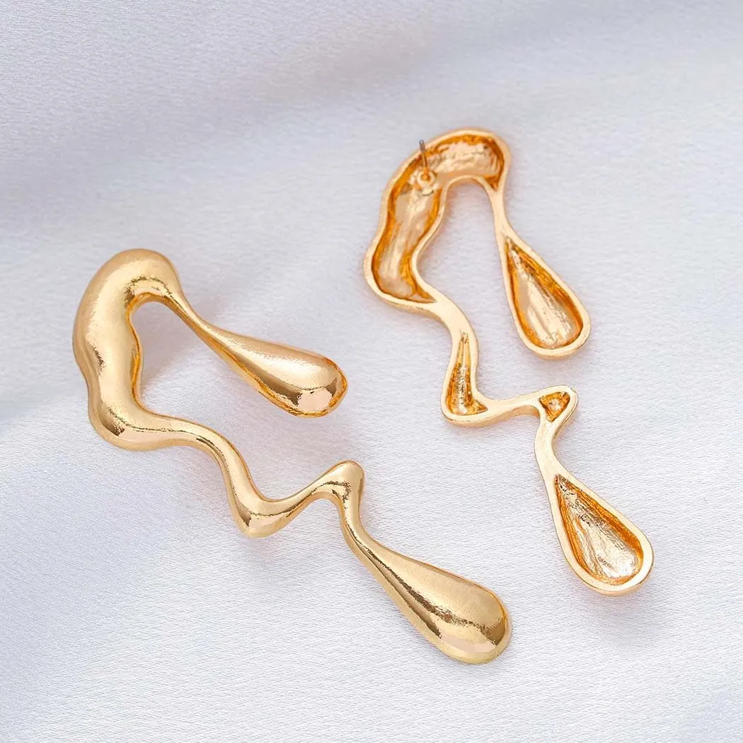 Teardrop Earrings Gold Palated Earrings Large Irregular Geometric Studs Big Lightweight Waterdrop Earrings Jewelry for Women