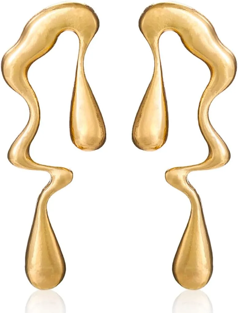 Teardrop Earrings Gold Palated Earrings Large Irregular Geometric Studs Big Lightweight Waterdrop Earrings Jewelry for Women