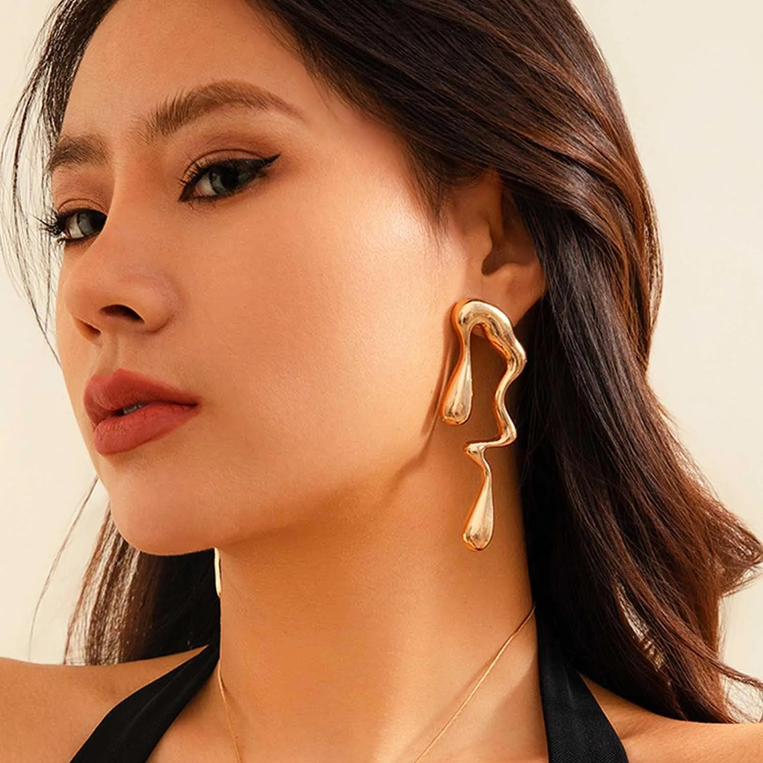Teardrop Earrings Gold Palated Earrings Large Irregular Geometric Studs Big Lightweight Waterdrop Earrings Jewelry for Women