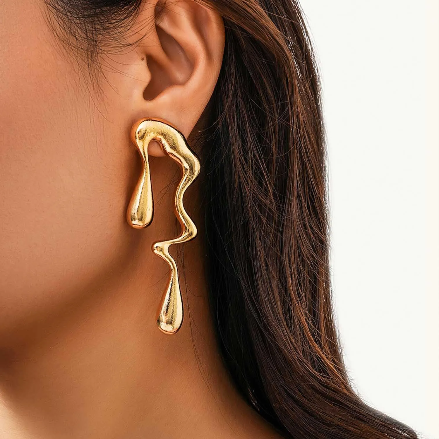 Teardrop Earrings Gold Palated Earrings Large Irregular Geometric Studs Big Lightweight Waterdrop Earrings Jewelry for Women
