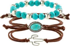 tenghong2021 Ethnic Style Hand-woven Turquoise Beaded Bracelet for Women Vintage Bird Multi-layer Wrapped Leaf Hand Rope Western Bracelets Boho Cowboy Cowgirl Layered Bracelets Jewelry Accessories
