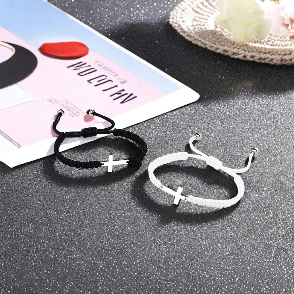 tenghong2021 Handmade Cross Braided Bracelets for Women Lucky Knot Adjustable Red String Protection Bracelet Boho Amulet Wax Thread Rope Charm Bracelet Bangles for Women Men Couple Gifts Jewelry