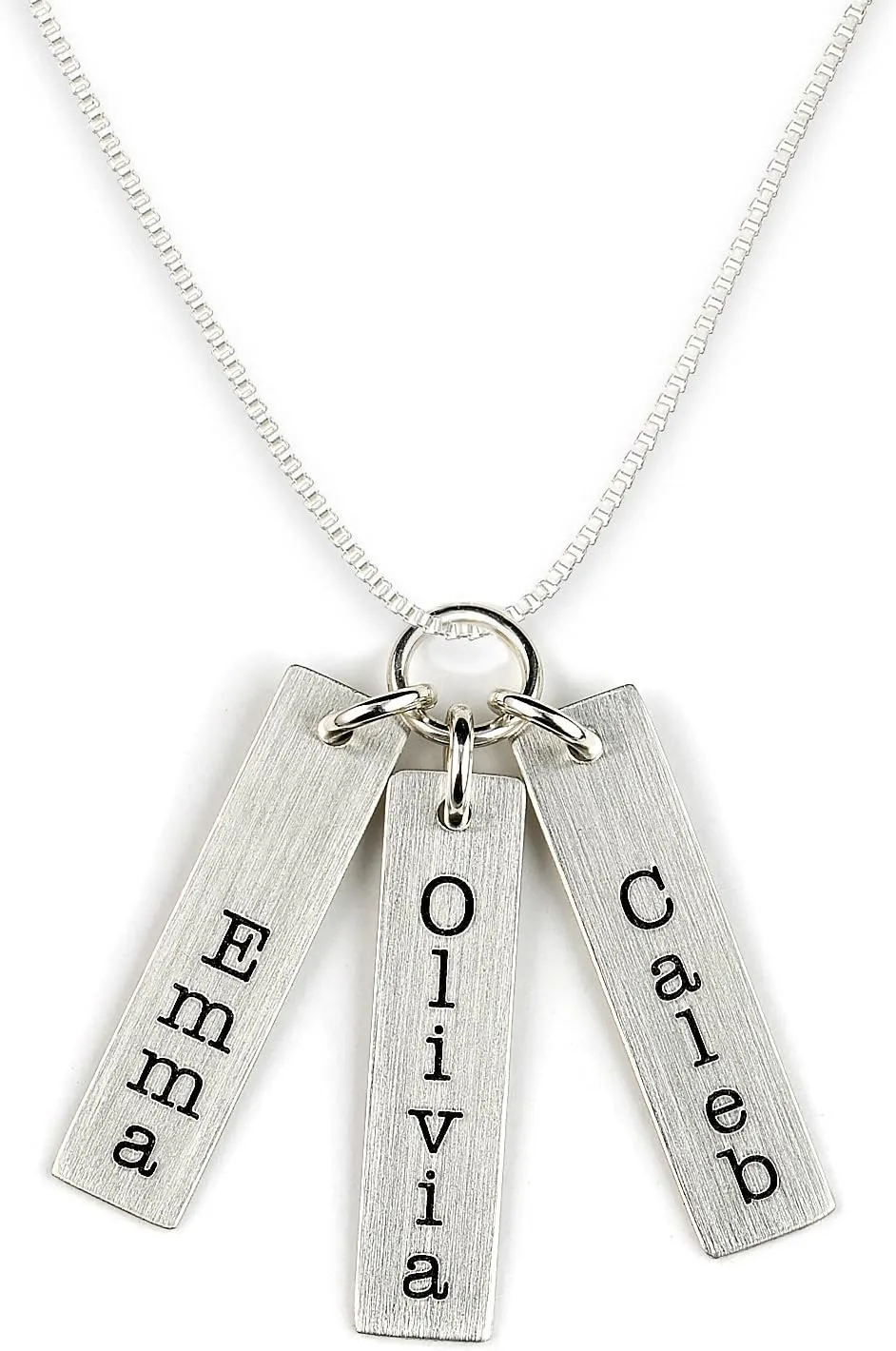 Three Bar Sterling Silver Personalized Necklace. Includes 3 Customizable Name Charms and your Choice of Sterling Silver Chain. Gifts for Her, Mom, Wife, Girlfriend