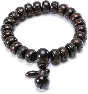 Tibetan Buddhist Mala Buddha Bracelet Natural Wood Bead Bracelet Om Meditation Yoga Prayer Bracelets