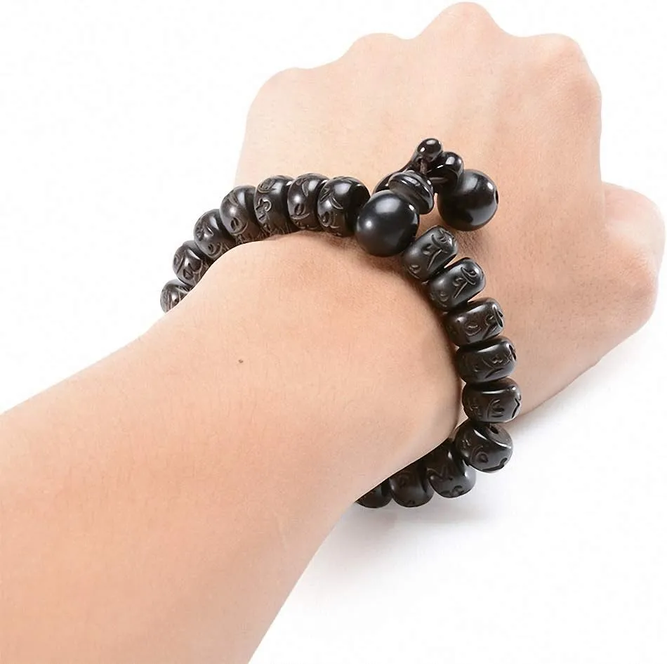 Tibetan Buddhist Mala Buddha Bracelet Natural Wood Bead Bracelet Om Meditation Yoga Prayer Bracelets