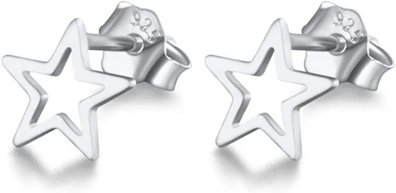 Tiny Cartilage S925 Sterling Silver Star Stud Earrings for Women Men Girls Geometric Minimalist Small Tragus Cute Huggie Piercing Studs Post Jewelry Gifts for Birthday Bff Daughter