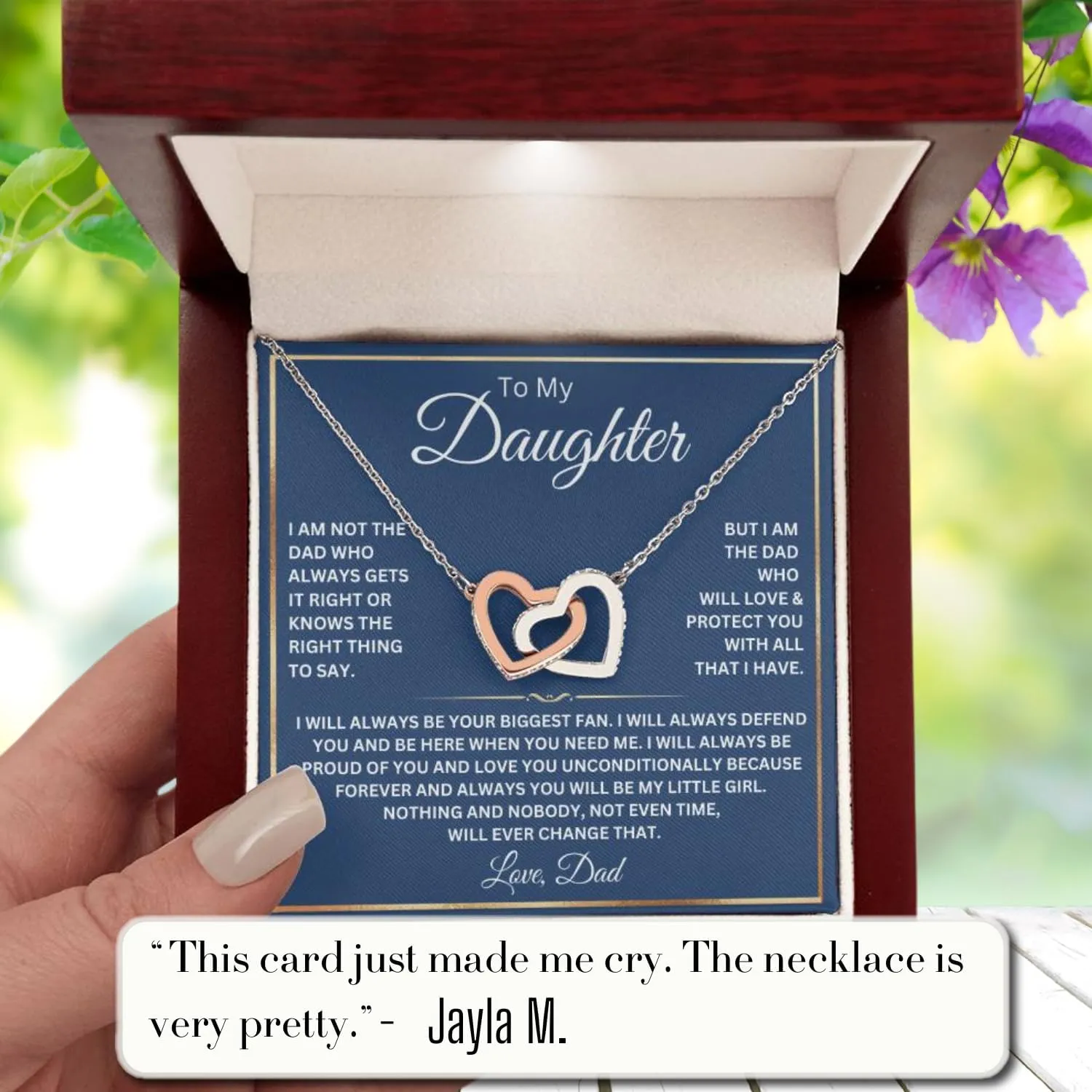 To My Daughter Necklace From Dad With Heartfelt Message, Daughter Birthday Present From Dad, Jewelry Gifts For Graduation for Her From Mom or Daddy, 14K Pendant