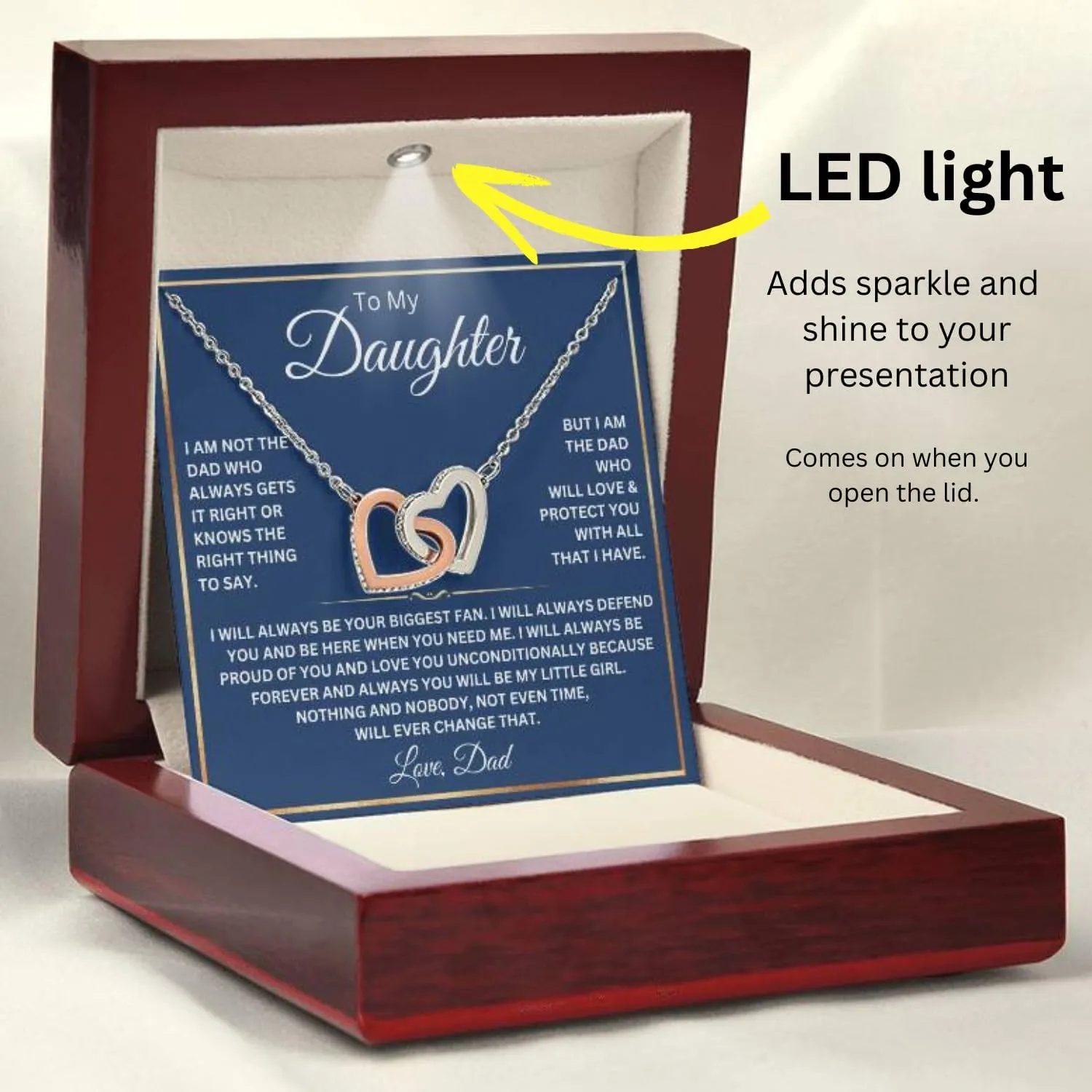 To My Daughter Necklace From Dad With Heartfelt Message, Daughter Birthday Present From Dad, Jewelry Gifts For Graduation for Her From Mom or Daddy, 14K Pendant
