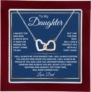 To My Daughter Necklace From Dad With Heartfelt Message, Daughter Birthday Present From Dad, Jewelry Gifts For Graduation for Her From Mom or Daddy, 14K Pendant