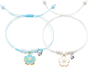 Todu Boho Flower Bracelet Cherry Blossom Beaded Hand Woven Friendship Bracelet for Women Bohemian Jewelry Mother's Day Gift