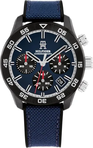 Tommy Hilfiger Men's Chronograph Watch - Cordura Strap with Silicone Backing - 5 ATM Water Resistance - Bold, Stylish Timepiece - Gift for Him - 42mm
