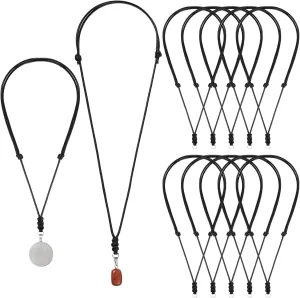 Tondiamo 12 Pcs Rope Necklace for Men Vintage Necklace Cord Rope Adjustable Double Knotted Handmade Craft Men Choker with Metal Ring for Hanging Pendants,14-26 Inches