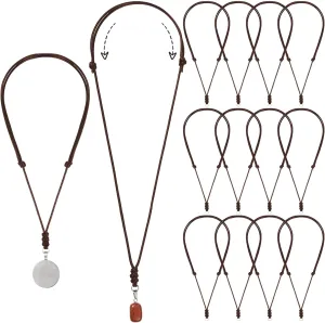 Tondiamo 12 Pcs Rope Necklace for Men Vintage Necklace Cord Rope Adjustable Double Knotted Handmade Craft Men Choker with Metal Ring for Hanging Pendants,14-26 Inches