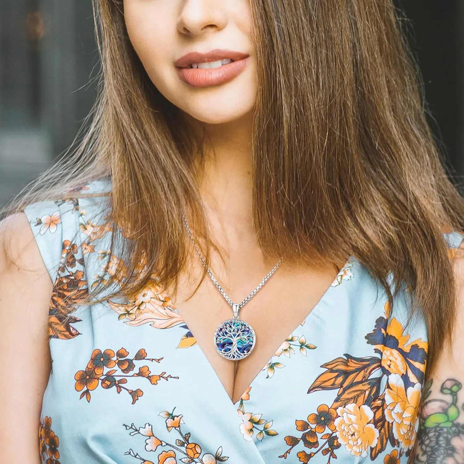 Tree of Life Necklace for Women Sterling Silver Celtic Moon Tree Moonstone Turquoise Pendant Heart Family Tree Necklace for Mother Daughter Sister Gifts