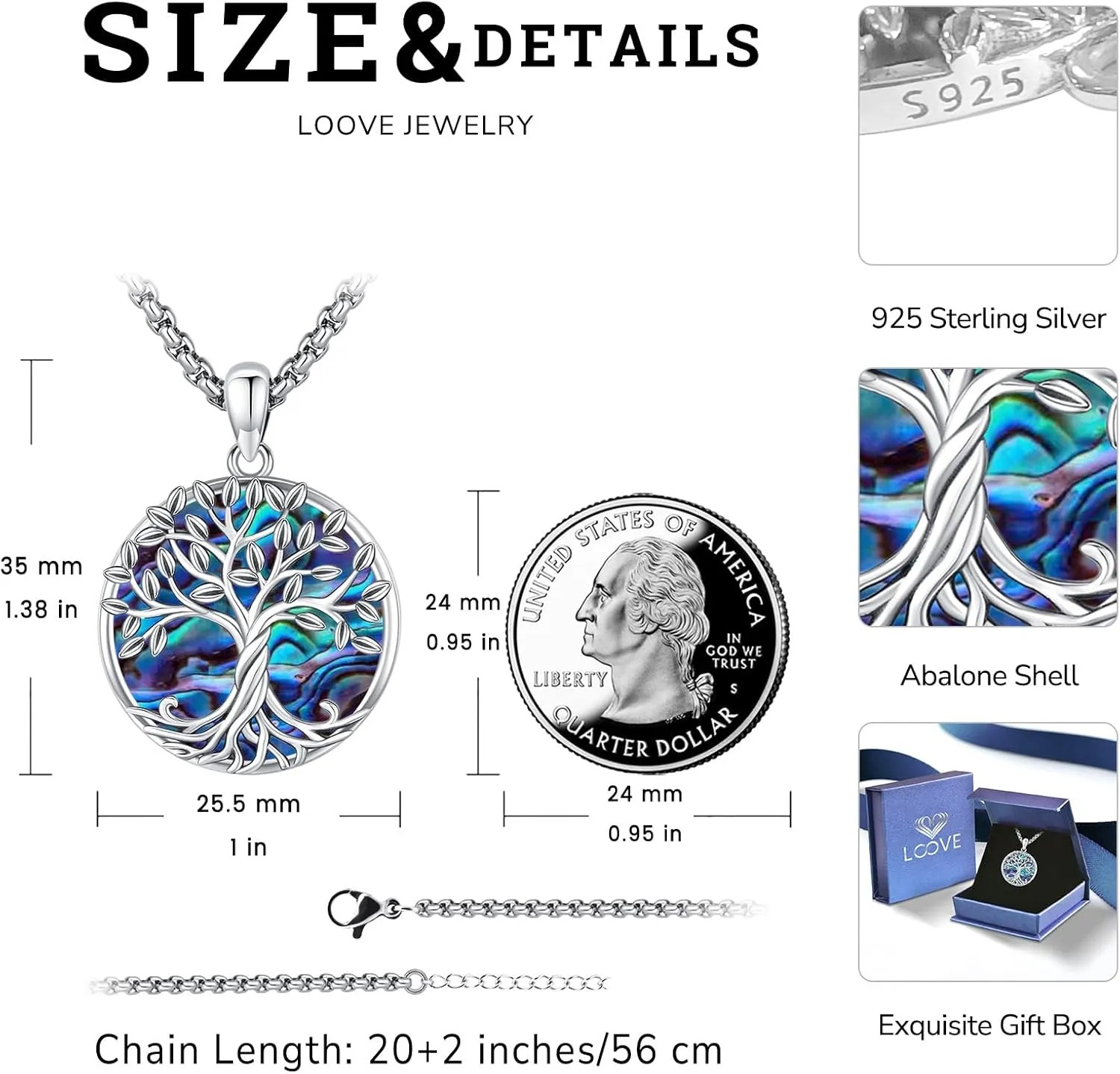 Tree of Life Necklace for Women Sterling Silver Celtic Moon Tree Moonstone Turquoise Pendant Heart Family Tree Necklace for Mother Daughter Sister Gifts