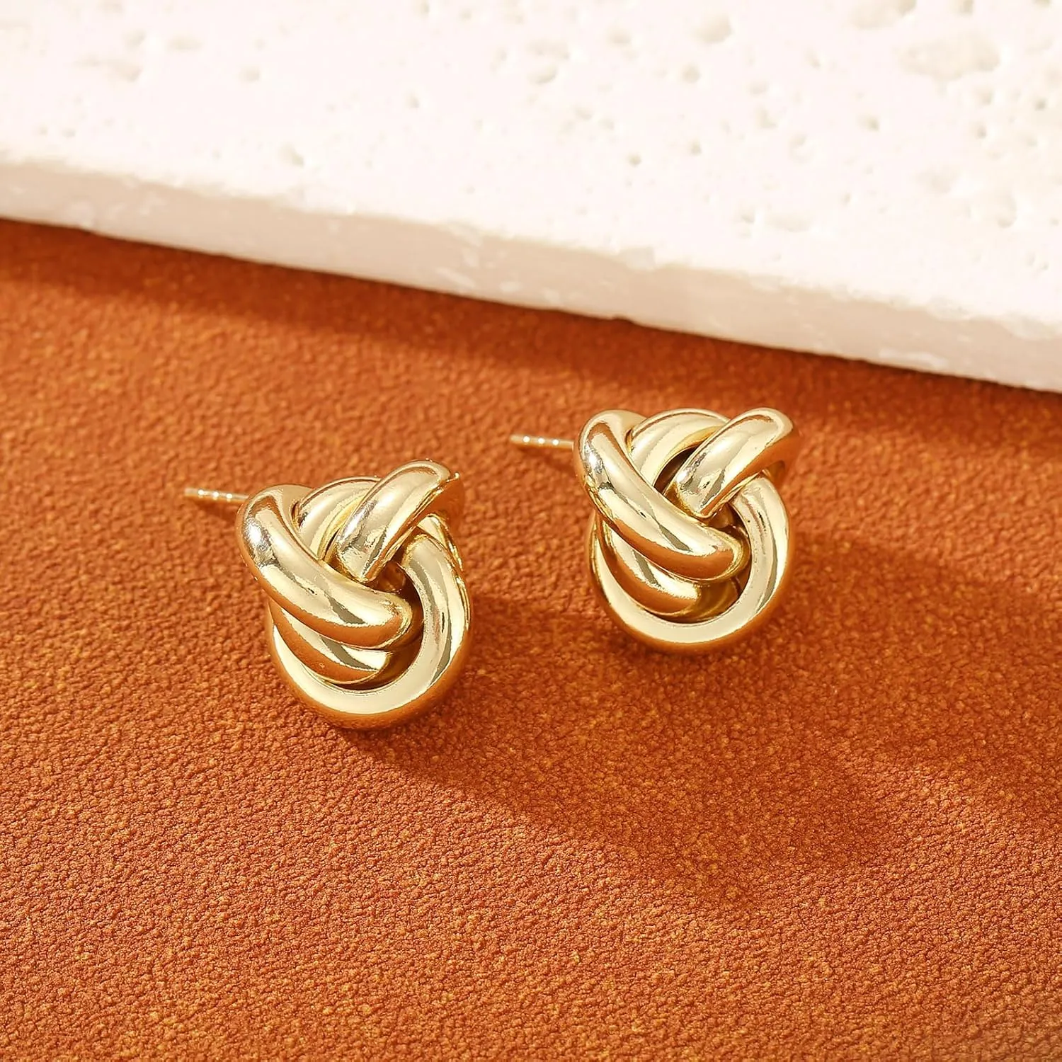 Trendy Gold Knot Heart Earrings for Women Colored Drop Dangle Statement Earrings Chunky Link Earring Jewelry