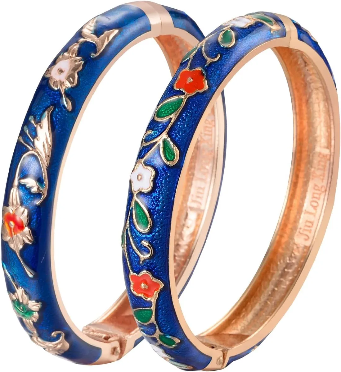 UJOY Cloisonne Bracelet Butterfly Gold Hinge Indian Cuff Bangle Enameled Jewelry Flower Bracelets for Women Gift Box 55A114