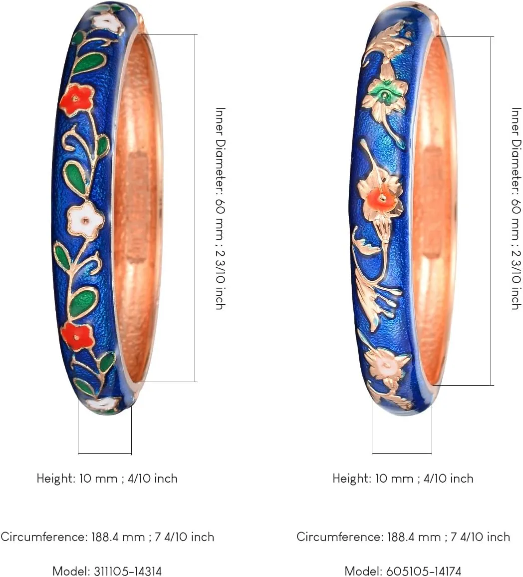 UJOY Cloisonne Bracelet Butterfly Gold Hinge Indian Cuff Bangle Enameled Jewelry Flower Bracelets for Women Gift Box 55A114