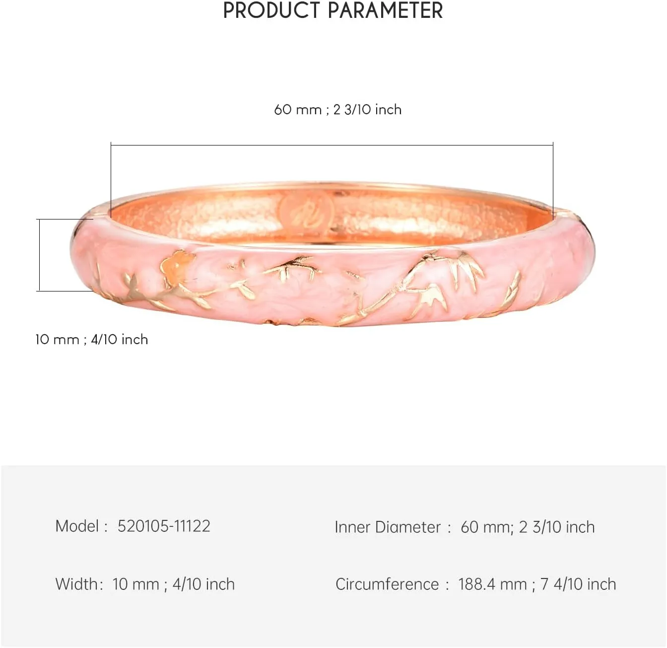 UJOY Women's Bangle Bracelet Golded Alloy Hinged Flower Enameled Cloisonne Jewelry with Gift Box 55B01