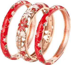 UJOY Womens Multi-Colors Cloisonne Bracelet Gold Plated Flower Hollowed Enameled Hinged Cuff Bangles Jewelry Gift 88A10