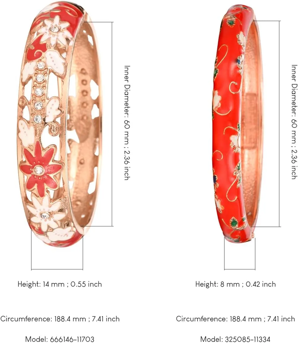 UJOY Womens Multi-Colors Cloisonne Bracelet Gold Plated Flower Hollowed Enameled Hinged Cuff Bangles Jewelry Gift 88A10