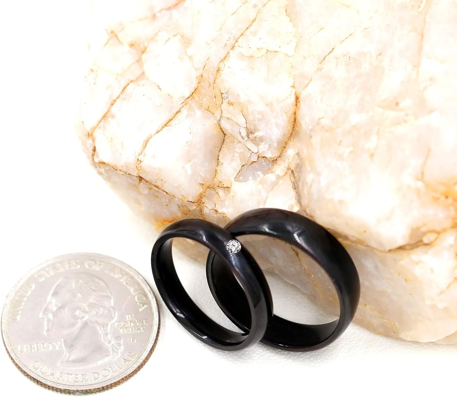 Uloveido Black Stainless Steel Couples Rings for Men Women His and Her Promise Wedding Band Rings for Friend Boyfriend Y2210