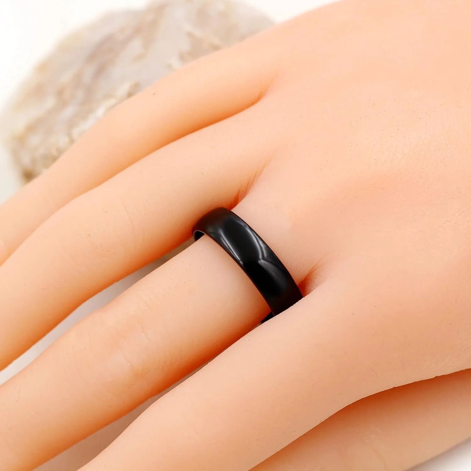 Uloveido Black Stainless Steel Couples Rings for Men Women His and Her Promise Wedding Band Rings for Friend Boyfriend Y2210