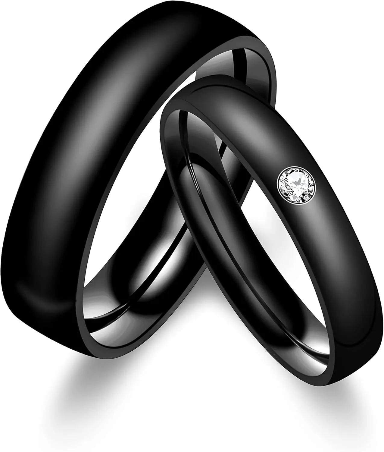Uloveido Black Stainless Steel Couples Rings for Men Women His and Her Promise Wedding Band Rings for Friend Boyfriend Y2210