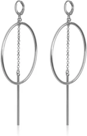 Unique Hoop Earrings for Women Large Dangling Circle Hoops with Charms Fun Silver Plated Dangle Earrings Multi Ball Hanging Dangly Hoops Big Statement Earrings for Stylish Look