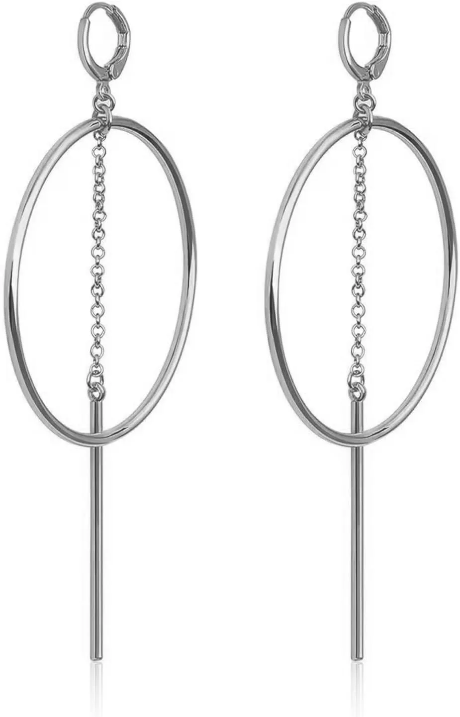 Unique Hoop Earrings for Women Large Dangling Circle Hoops with Charms Fun Silver Plated Dangle Earrings Multi Ball Hanging Dangly Hoops Big Statement Earrings for Stylish Look