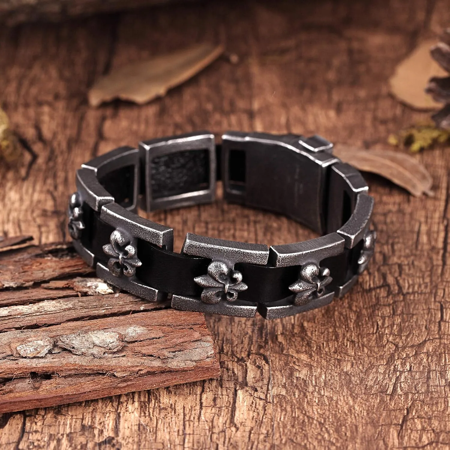 Urban Jewelry Stunning Solid Tungsten Link Bracelet for Men Polished Link, Puzzle, Ceramic Style (Silver, Black, 18K Gold Plated Option)