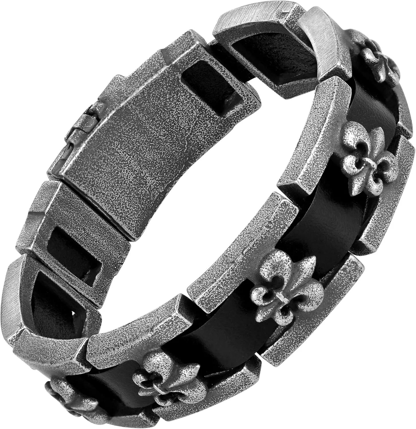 Urban Jewelry Stunning Solid Tungsten Link Bracelet for Men Polished Link, Puzzle, Ceramic Style (Silver, Black, 18K Gold Plated Option)