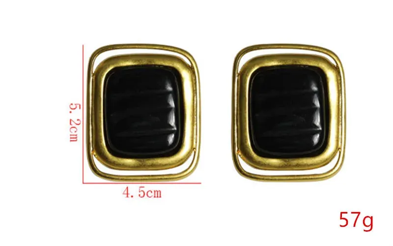 VAIGE Bold Metal Rectangular Ear Cuff - Large Stud Earrings in Silver and Gold