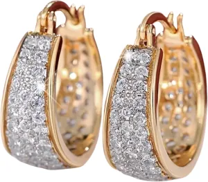 Vintage Copper Hoop Earrings with Zirconia Inlay - Chunky Statement Jewelry, Hypoallergenic Party Accessories for Women, Perfect for Night Out or Special Occasion