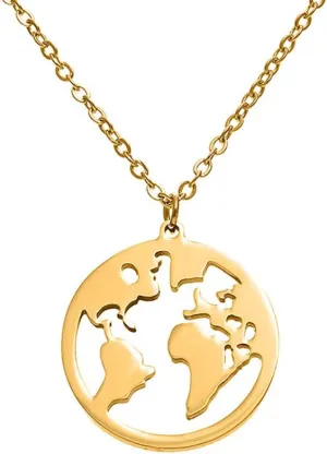 Vintage Round Origami World Map Necklace Women Geometric Round Necklace Circle Necklaces & Pendants Choker Jewelry