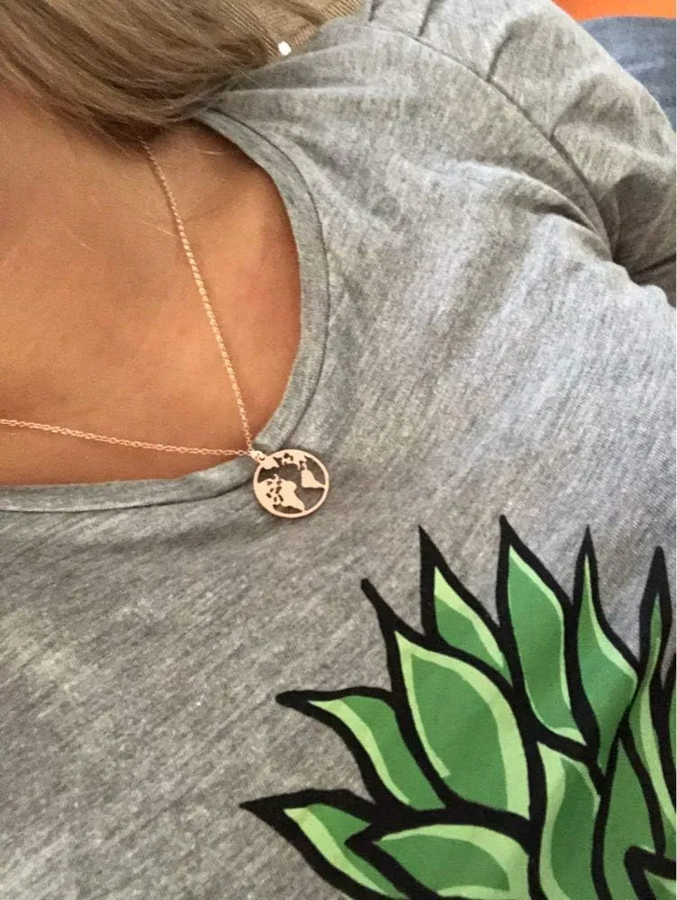 Vintage Round Origami World Map Necklace Women Geometric Round Necklace Circle Necklaces & Pendants Choker Jewelry