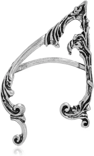 Vintage Silver Earrings Gothic Elf Ear Cuffs with Piercing Punk Earring Studs Creative Contour Earrings Cosplay Ear Wraps Statement Jewelry Beautiful and charming for Teen and Women (A)