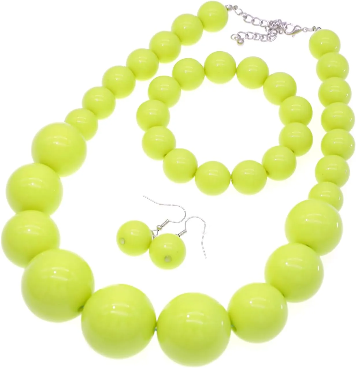 We We Chunky Pearl Necklace for Women Large Big Faux Pearl Necklace and Earrings set 1920s Costume Jewelry set Prom party