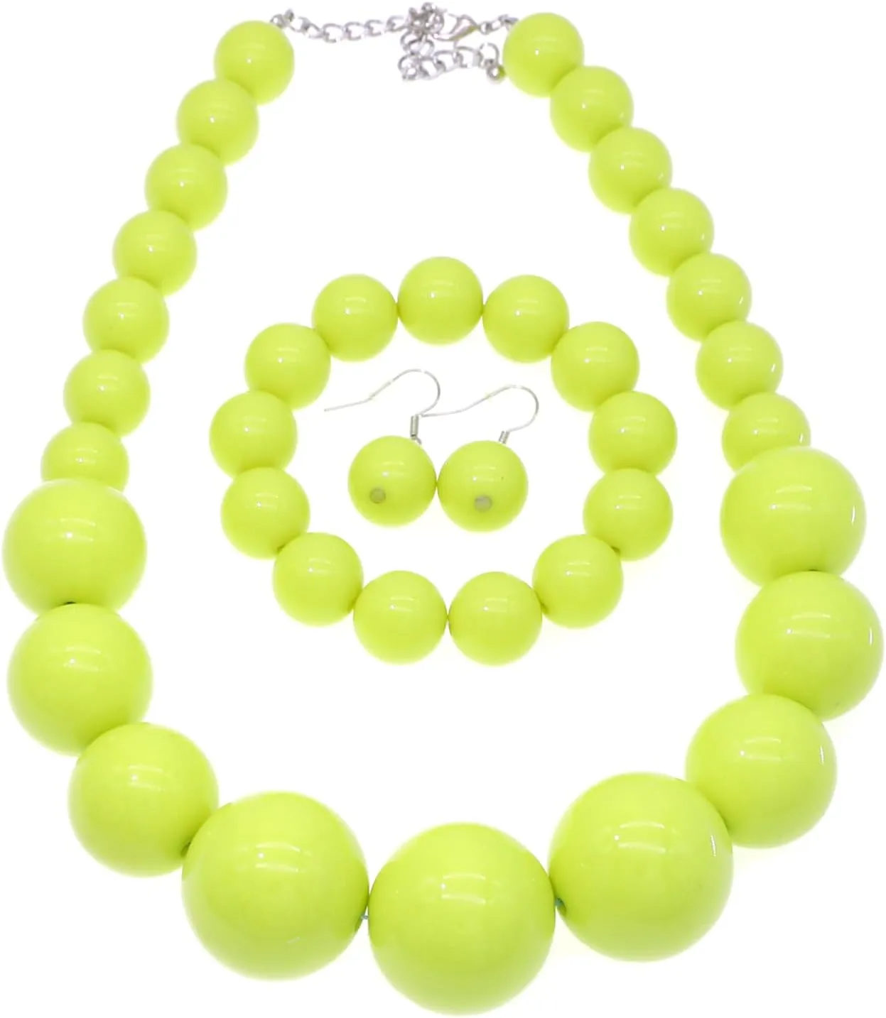 We We Chunky Pearl Necklace for Women Large Big Faux Pearl Necklace and Earrings set 1920s Costume Jewelry set Prom party