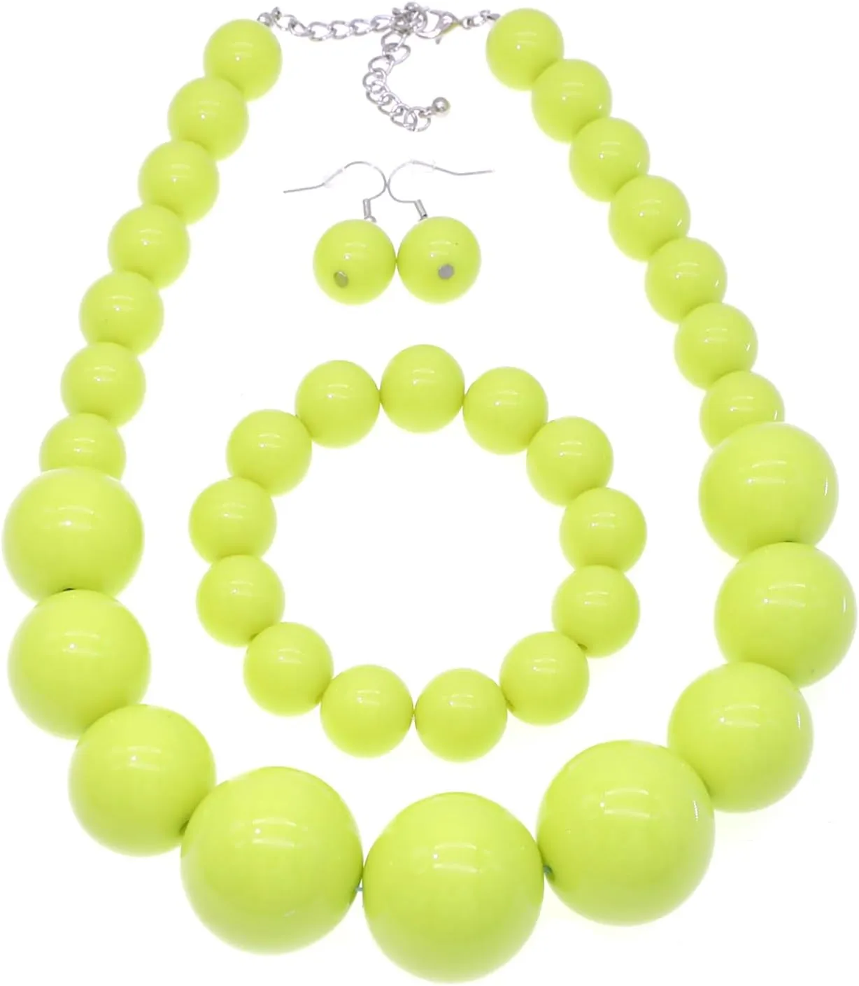 We We Chunky Pearl Necklace for Women Large Big Faux Pearl Necklace and Earrings set 1920s Costume Jewelry set Prom party