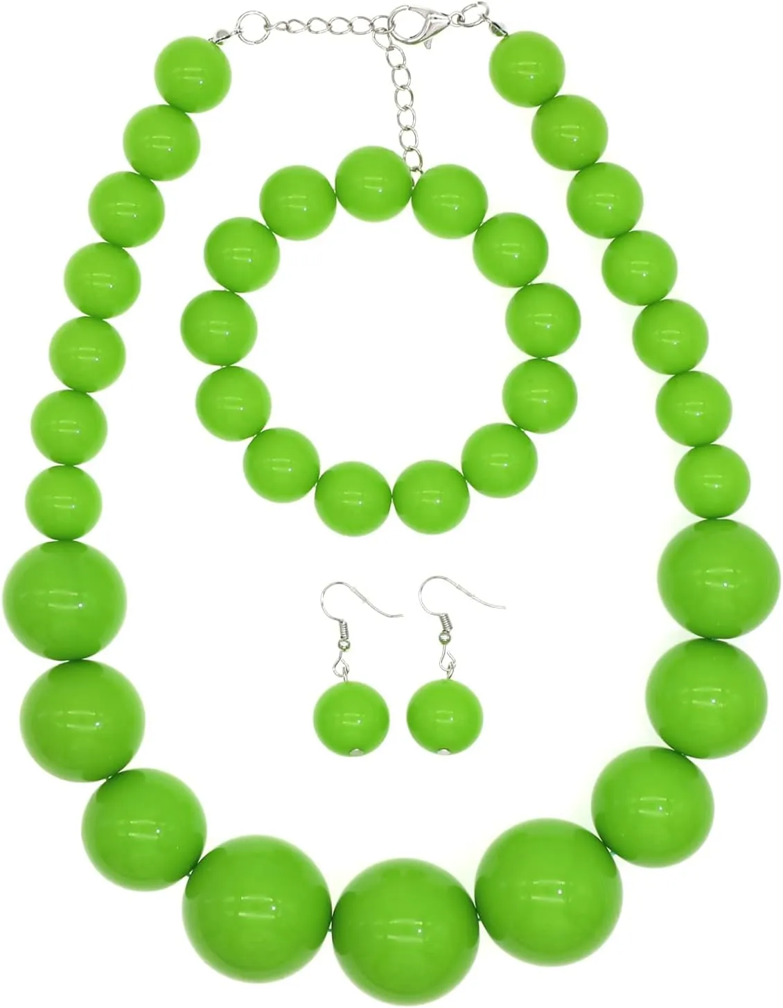 We We Chunky Pearl Necklace for Women Large Big Faux Pearl Necklace and Earrings set 1920s Costume Jewelry set Prom party