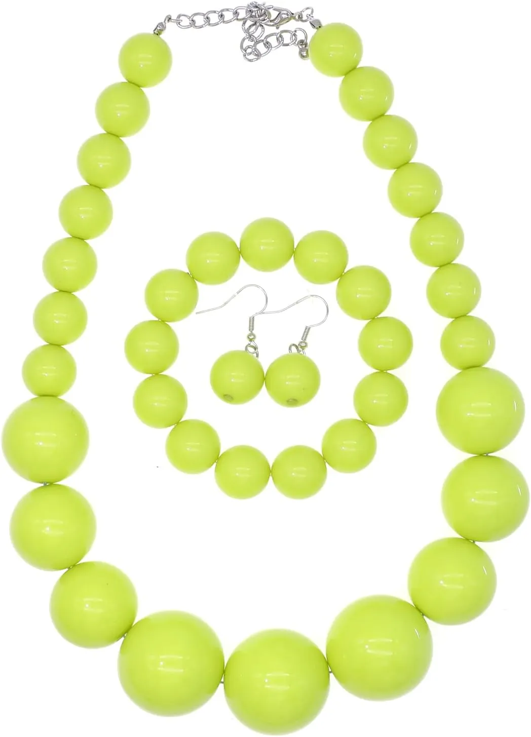 We We Chunky Pearl Necklace for Women Large Big Faux Pearl Necklace and Earrings set 1920s Costume Jewelry set Prom party