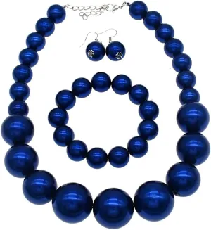 We We Chunky Pearl Necklace for Women Large Big Faux Pearl Necklace and Earrings set 1920s Costume Jewelry set Prom party