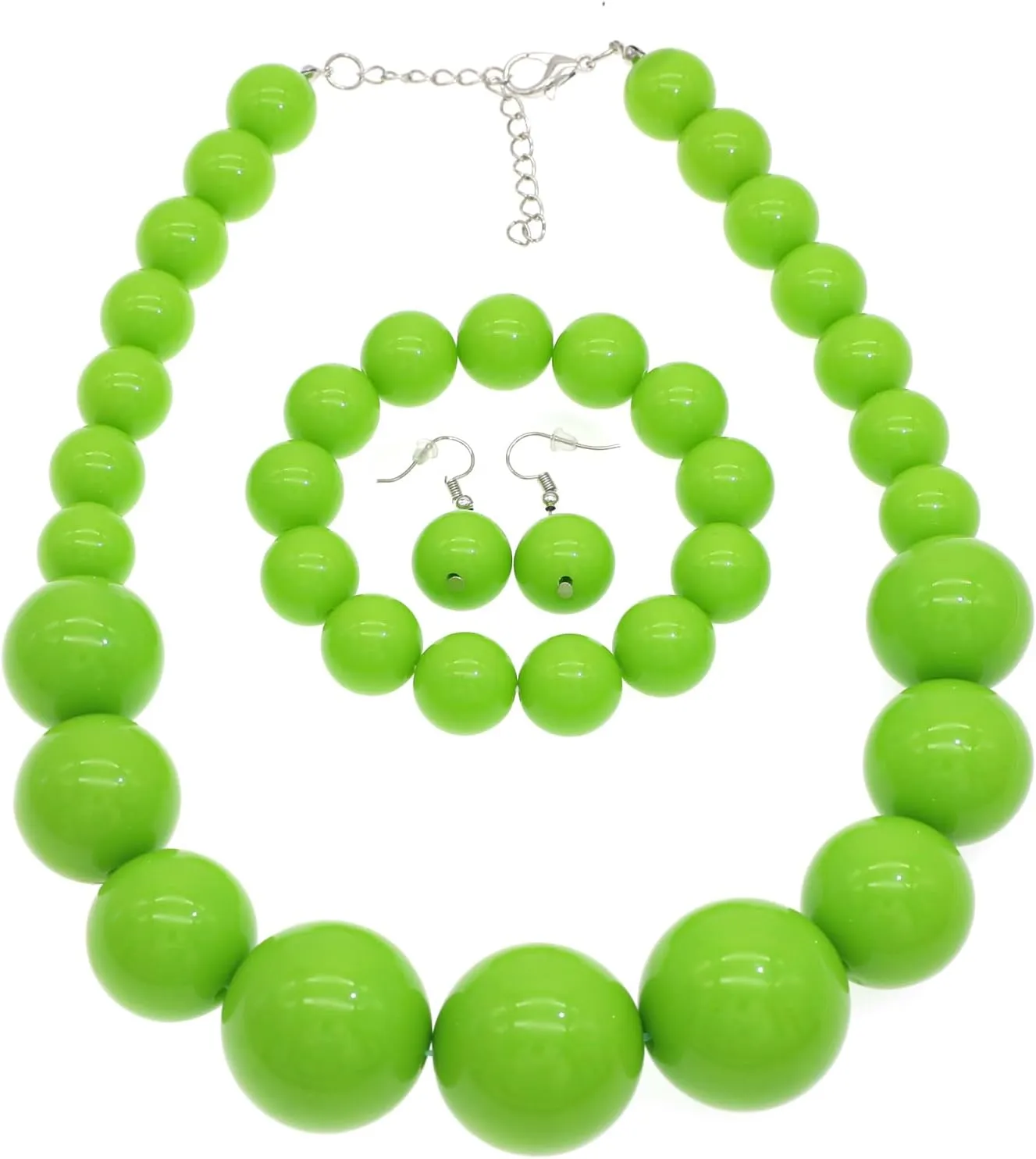 We We Chunky Pearl Necklace for Women Large Big Faux Pearl Necklace and Earrings set 1920s Costume Jewelry set Prom party