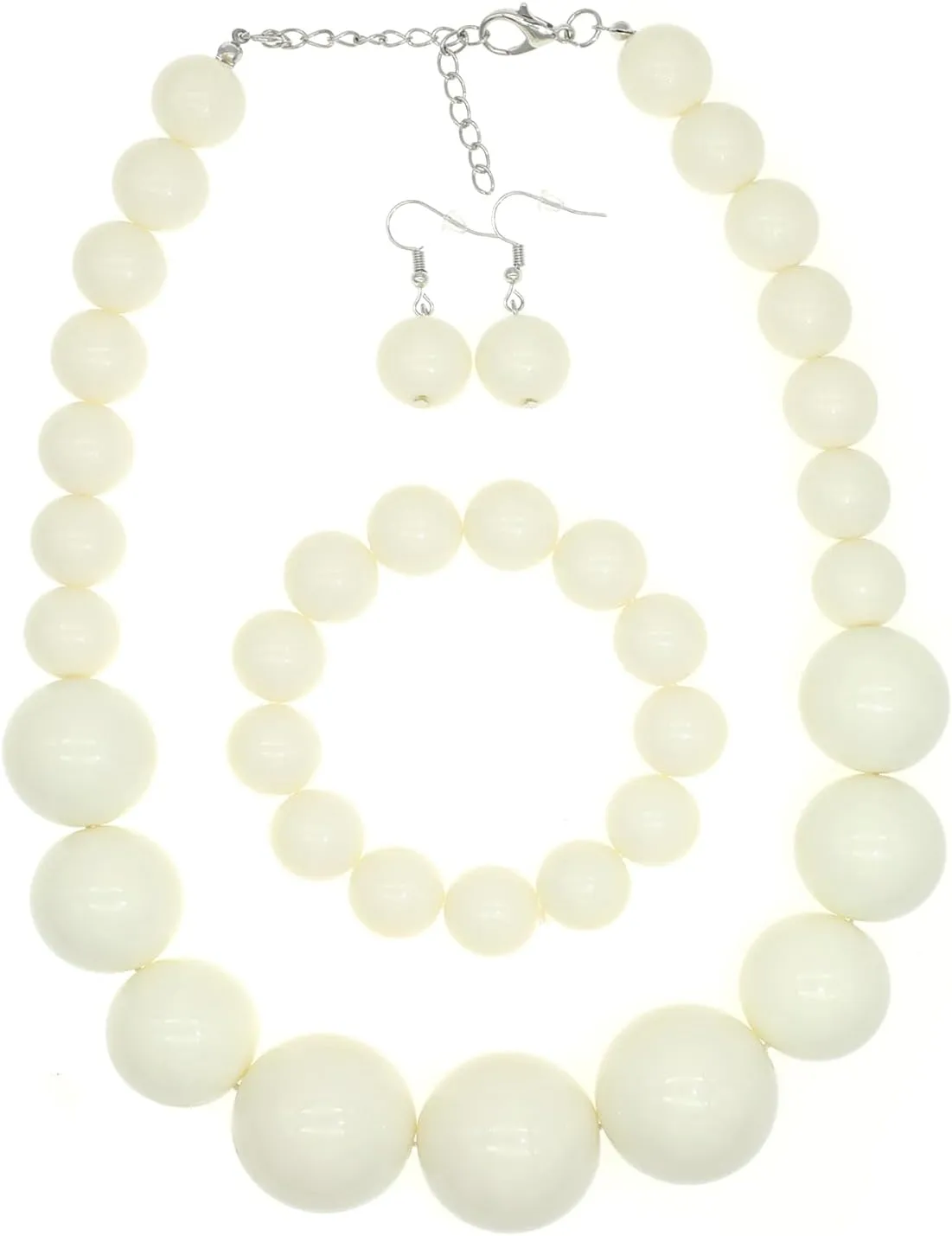 We We Chunky Pearl Necklace for Women Large Big Faux Pearl Necklace and Earrings set 1920s Costume Jewelry set Prom party