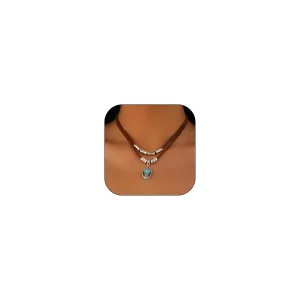 Western Necklaces for Women Layered Western Choker Vintage Turquoise Beaded Jewelry Stackable Star Cactus Cowboy Hat Charms Country Concert Outfits